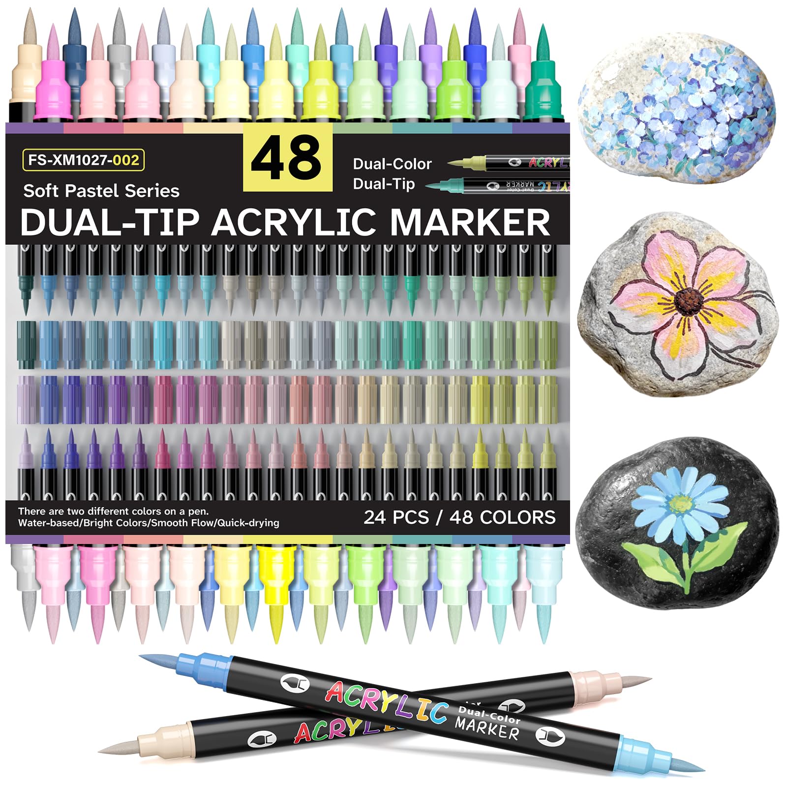 Alitastro Dual-color Acrylic Paint Pens 24 Pcs Soft Pastel Acrylic Markers