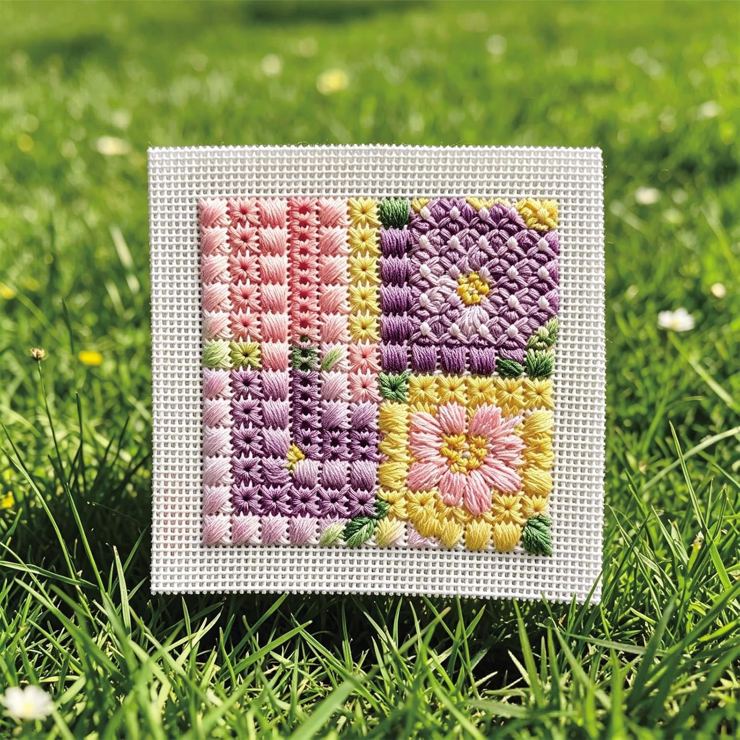 13 Mesh Needlepoint Canvas 17"x20" White Blank Pure Cotton Fabric for Embroidery & DIY Handmade Crafts & Cross Stitch