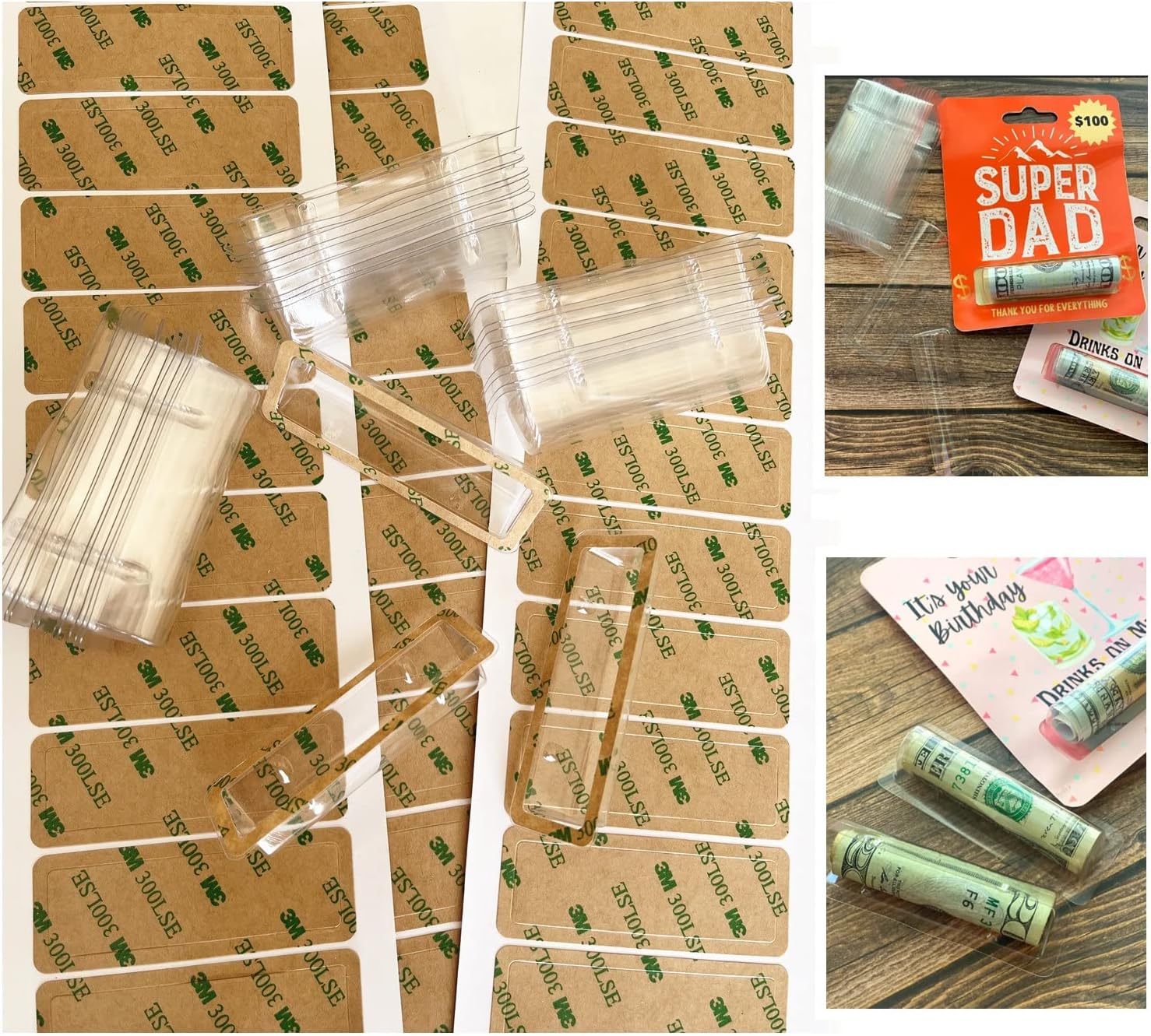 Clear Plastic Dome Lip Balm Pouches with Adhesive, DIY Stocking Stuffers - Money Card Holder, Chapstick Holder (50 Pack)
