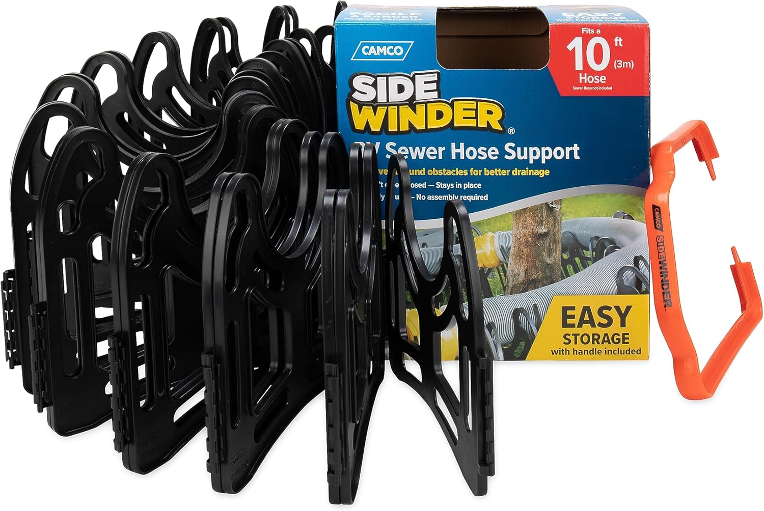 Camco Sidewinder RV Waste Water Hose Support Features a Lightweight
