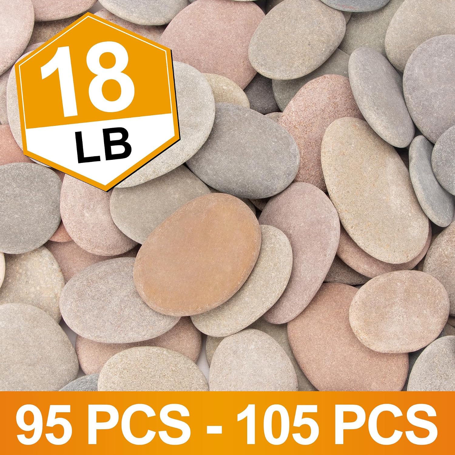 [About 95 PCS - 105 PCS](18.69 Pounds) Flat Rocks,Painting Rocks,1.92"-3.53" Craft Rocks,Stones for Arts