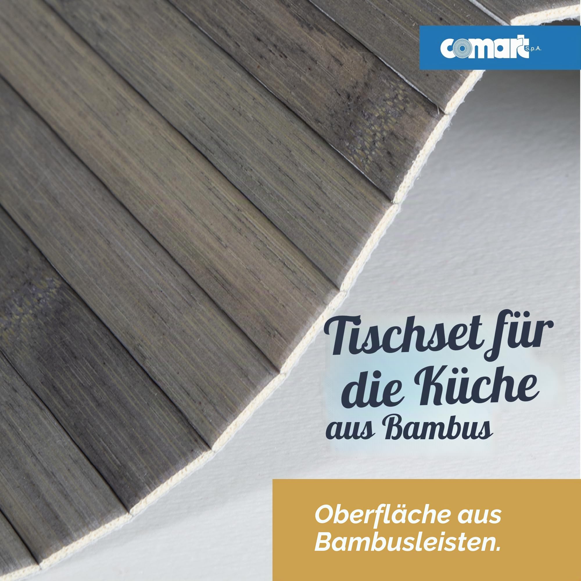 Comart - Amerikanisches Platzdeckchen Bambus Edge - Set mit 4 Tischsets 30 x 45 cm - abwaschbar - Hitzebeständig - für Frühstück, Mittagessen - Elegante Platzsets - Umweltfreundlich aus Bambus - Farbe