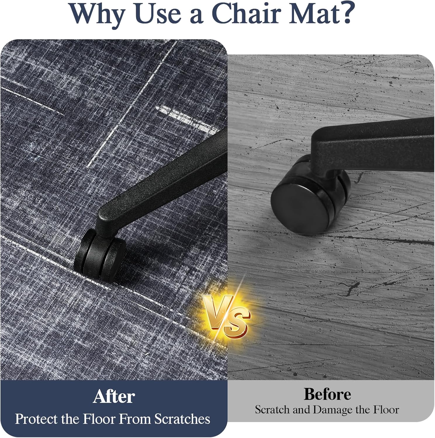 Office Chair Mat for Hardwood Floor & Tile Floor,36"X 48" Heavy Duty Desk Chair Mat for Hard Floors, Under Desk Rug for Rolling Computer Chair,Anti Slip,Low Pile Carpet Protector-Convex