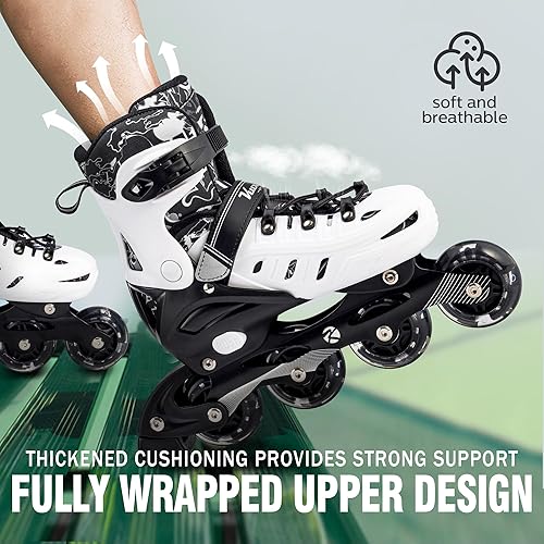 Miniatura 6 de Patines en línea para niños y adultos, patines iluminadores ajustables divertidos para niñas, niños, mujeres y hombres al aire libre e interior,