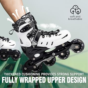 Kuxuan Adjustable Inline Skates for Kids, Youth with Light Up Wheels