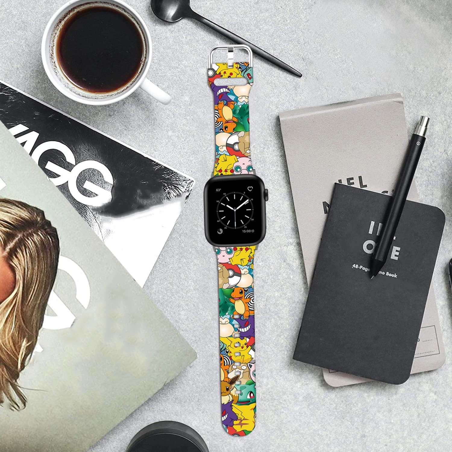 Compatible with Apple Watch Band Pikacu Dinosaur 49mm/46mm/45mm/44mm/42mm(Series 3 2 1),Soft Silicone Magic Fancy Strap Compatible with iWatch Series SE 10 9 8 7 6 5 4 3 2 1 Men Women - Image 7