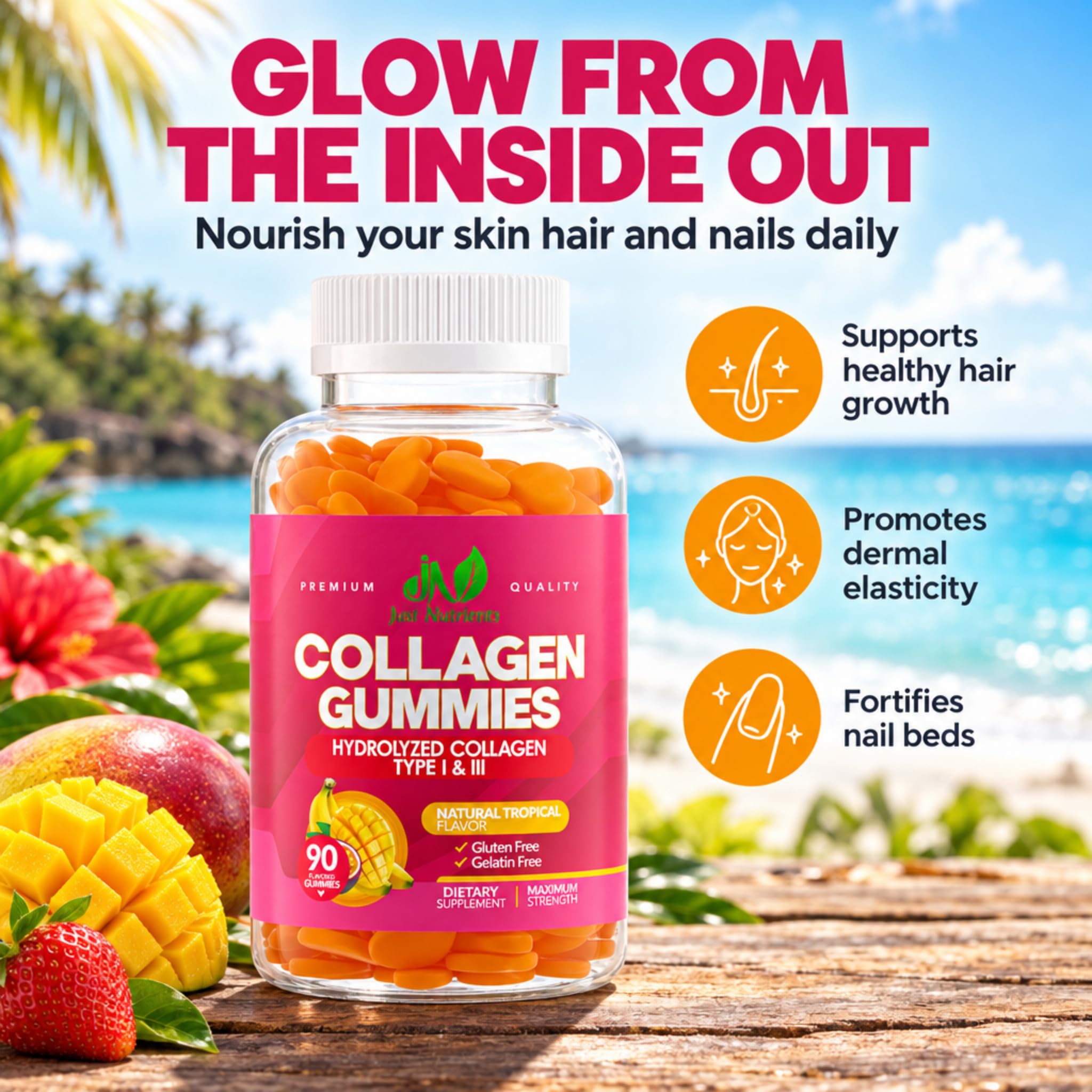 Collagen Gummies for Women & Men - Tropical Flavor (90 Count) — Amazon image 2