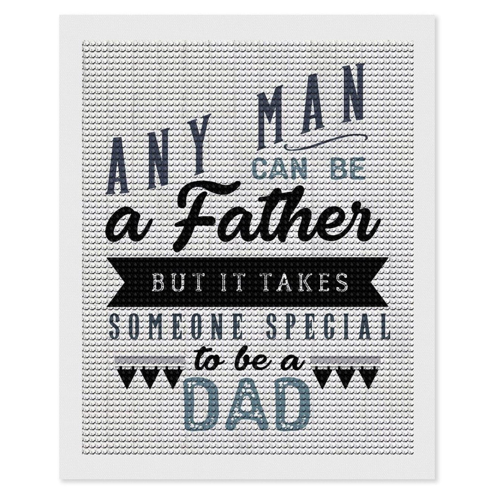 Junmoney Father Day Quote Daddy Diamond Painting Canvas Set 16"x20", with Tool Kit, Easy to Enjoy, Home Wall Decor, Thoughtful Handmade Gift