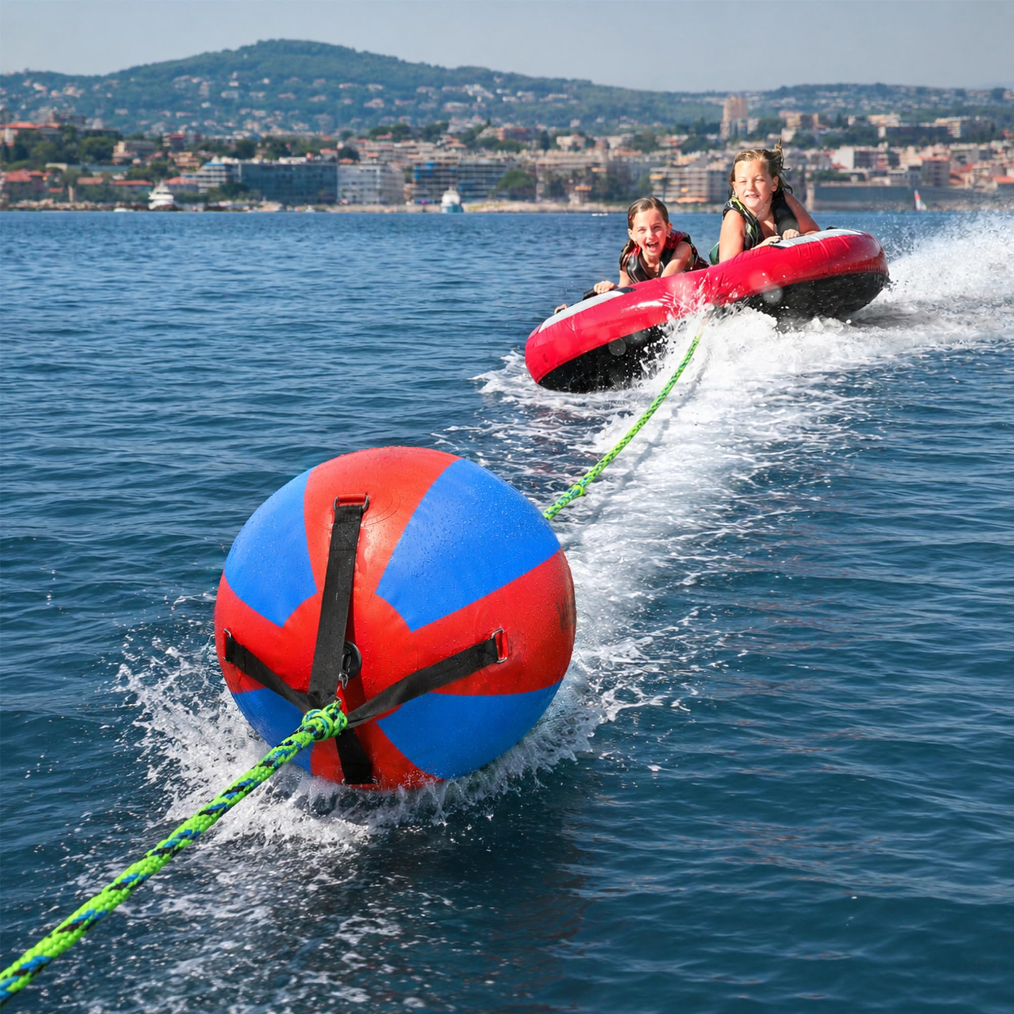 Corda trainabile per tubo di traino, corda di traino per tubo barca, corda da 18,3 m per sollevamento e visibilità con resistenza alla rottura di 1179,3 kg, per nautica, sport acquatici