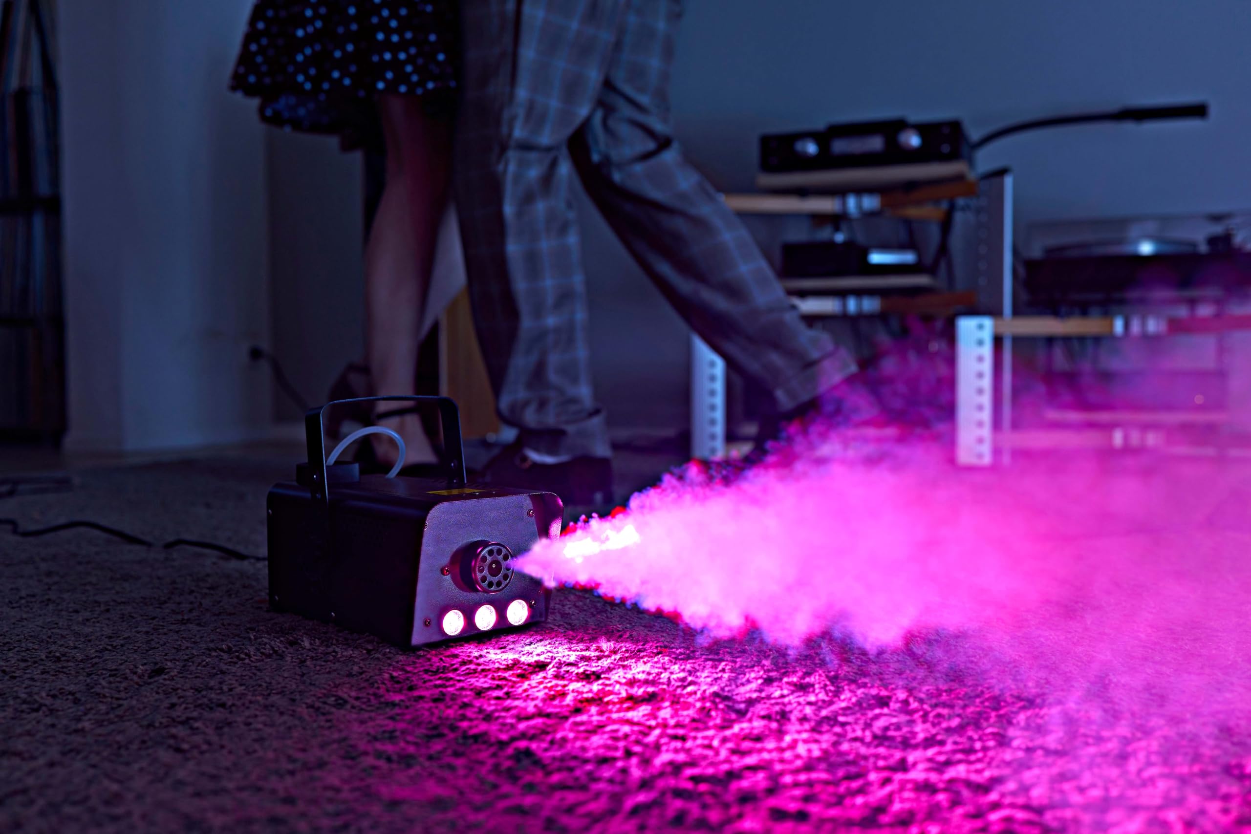LED Nebelmaschine mit Fernbedienung, Farbwechsel & Fluid für Partys & Disco | Stimmungsvolle Showeffekte für Bühne, Hochzeit, Karneval, Halloween und Tanzfläche