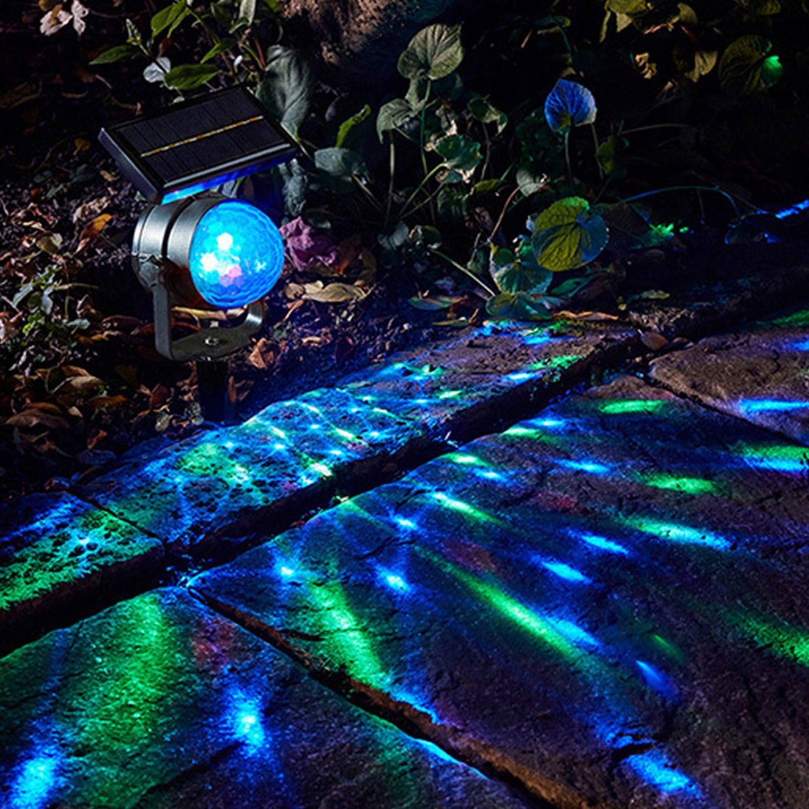 Fdit Lampada per Proiettore con Faretto a LED Rotante, Ad Energia Solare, a Tenuta Stagna, Ideale per Feste di Natale