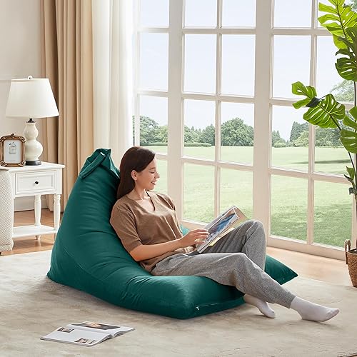 Miniatura 7 de Nobildonna Funda para puf de 4 pies (sin relleno) para adultos, funda de terciopelo extra grande de alta calidad de 400 litros, puf lavable sin