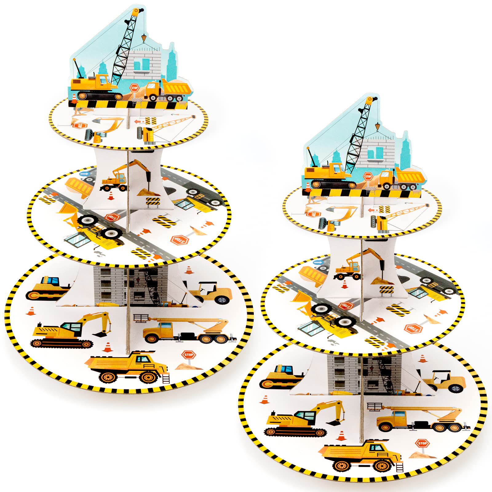 WERNNSAI 3-Tier Construction Cupcake Stand - Construction Birthday