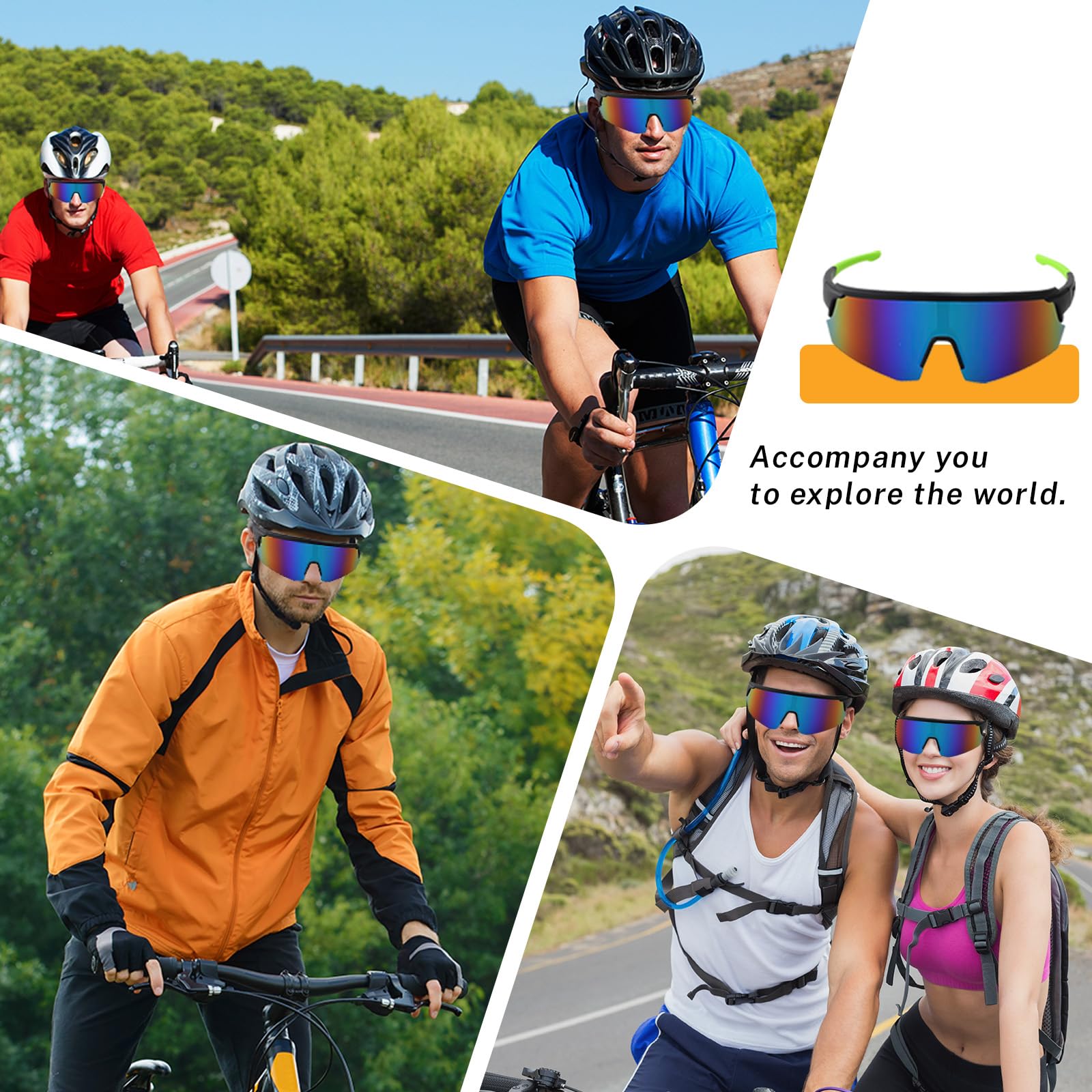 CIYIN Occhiali da Sole Sportivi Polarizzati, Polarizzati Occhiali da Ciclismo, Occhiali Ciclismo Occhiali da Sole Sportivi per uomo e donna,per Bike,Sci,corsa,pesca