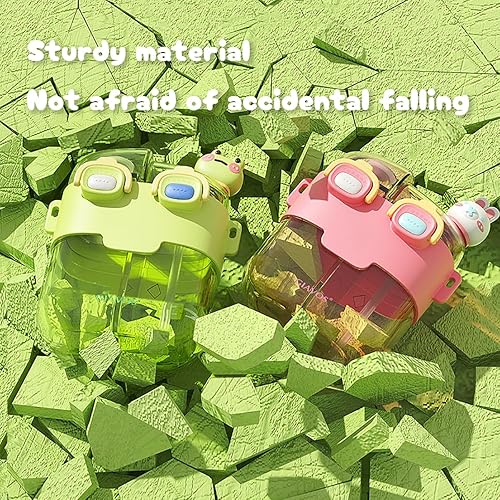 Miniatura 6 de Two Drink - Botella de agua para niños con pajilla, bonita estética, de gran capacidad, taza de dos capas para niñas, estudiantes, niños, escuela,