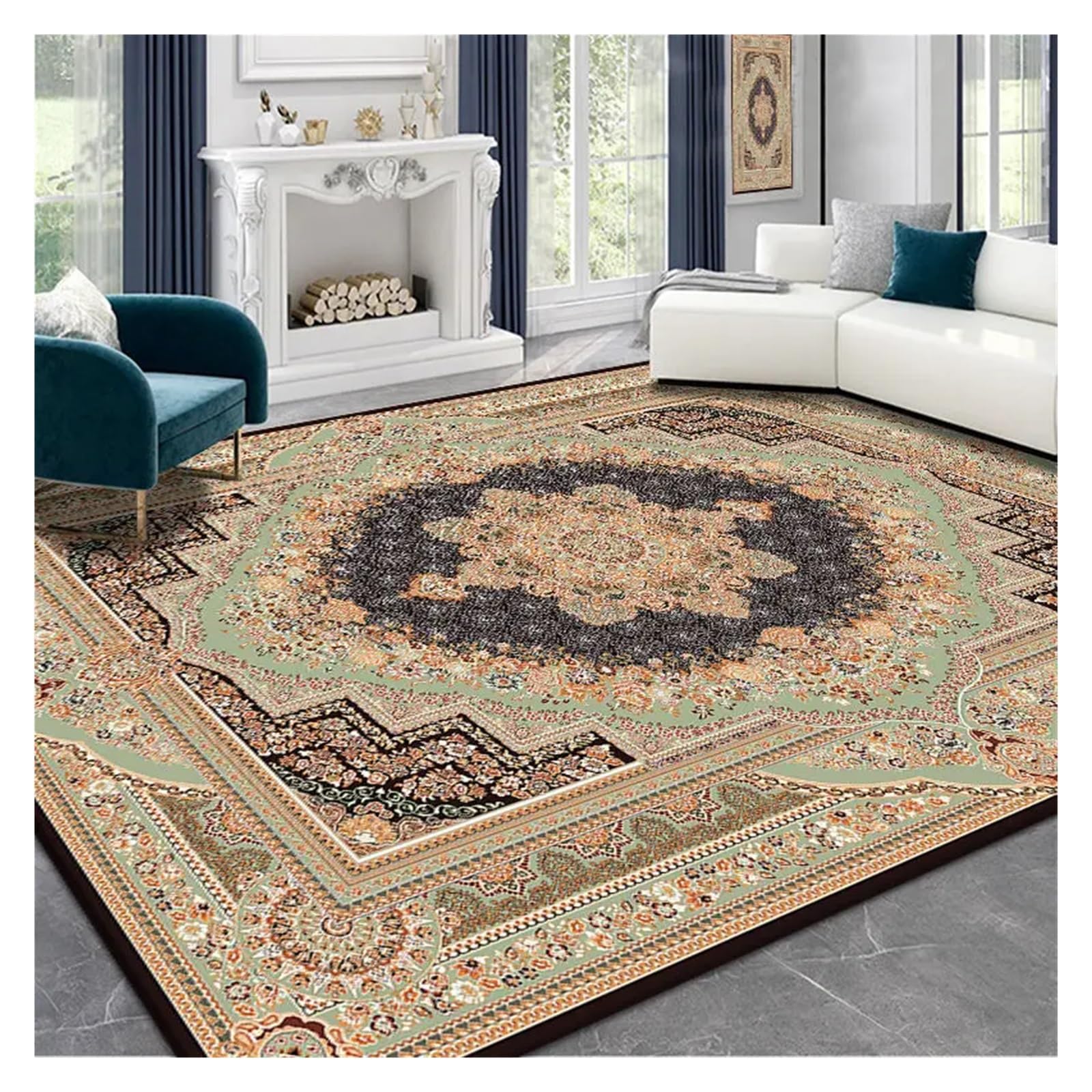 Tapis rétro de grande taille en velours de cristal isolant et doux pour le sol