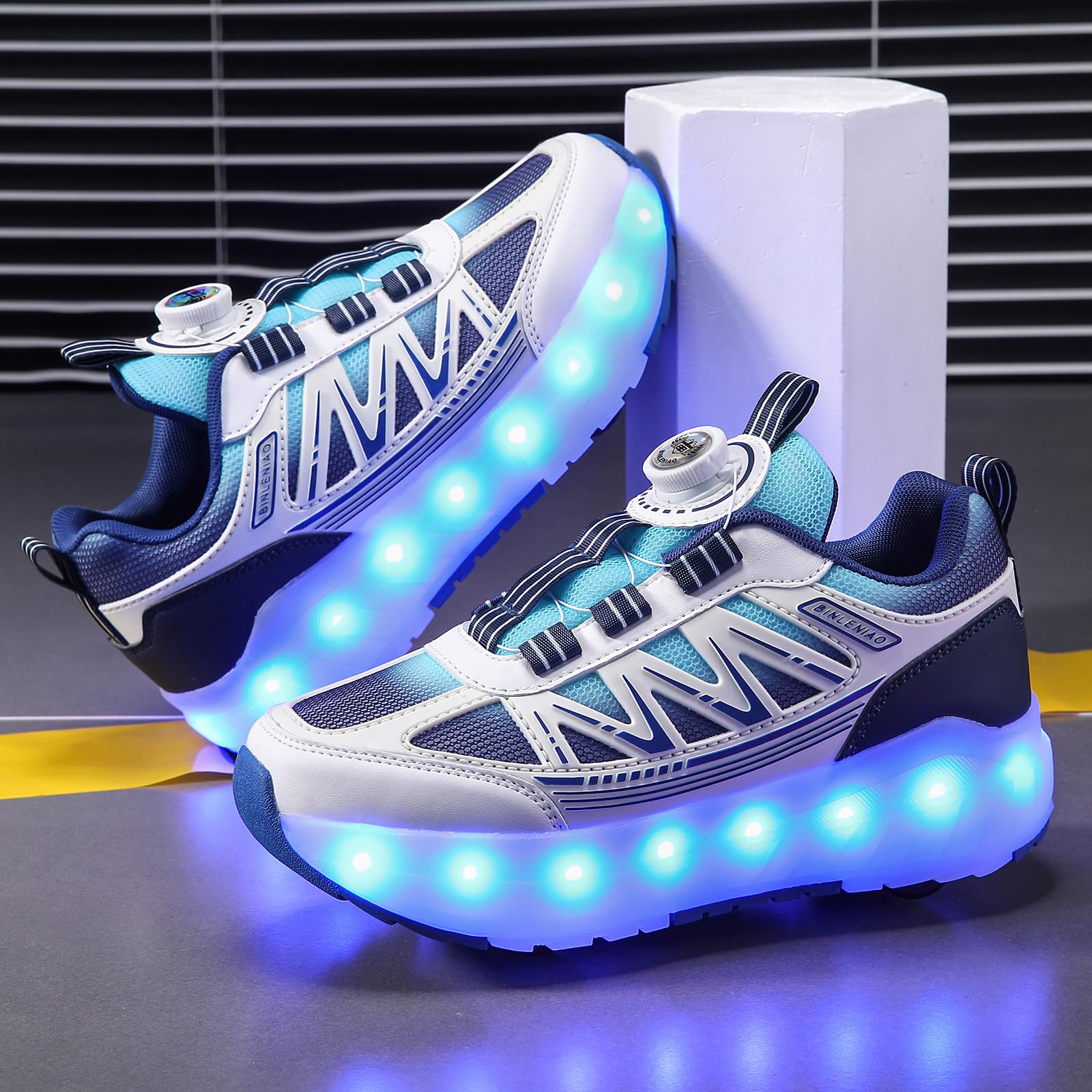 Schuhe mit Rollen für Kinder Jungen und Mädchen, 2-in-1 Sneakers mit abnehmbaren Rädern, Sportschuhe für Ostern und Geburtstag