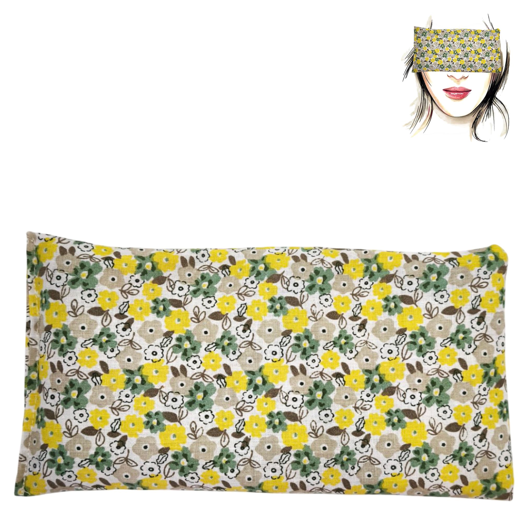 Pack 4 "lilas et jaune" - Coussins de Yoga pour les Yeux - Oreillers pour les yeux | Graines de Lavande et de riz | Yoga, méditation, relaxation, reposer des yeux - pack 4 unités - 21x11cm/unité