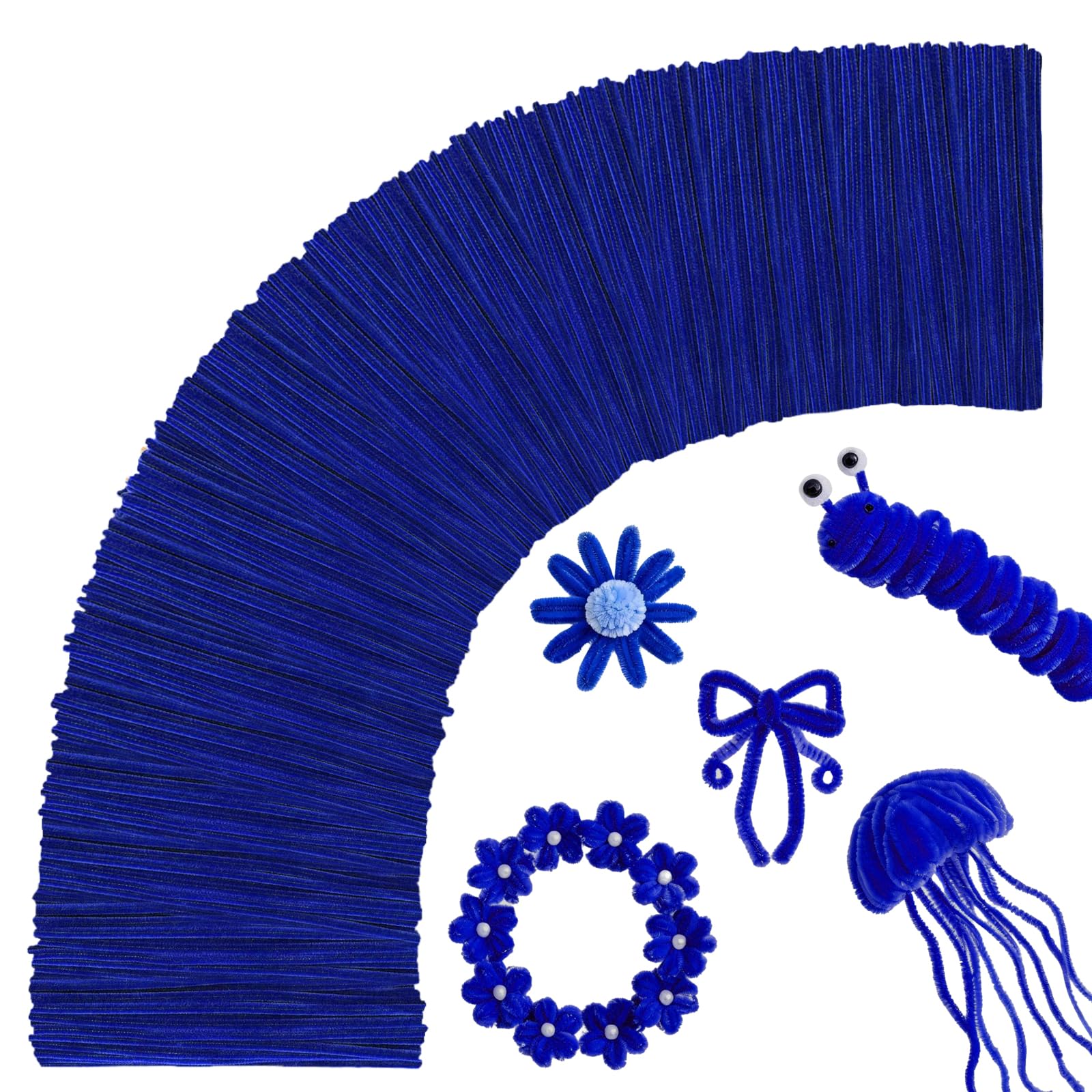 Royal Blue Pipe Cleaners Craft,Chenille Stems for DIY Art &amp; Craft Supplies,Blue Party/Birthday Decorations,Pipe Cleaners Blue Crafts,Royal Blue Gifts For Women,DIY Toys Flowers for Home Wall Decor