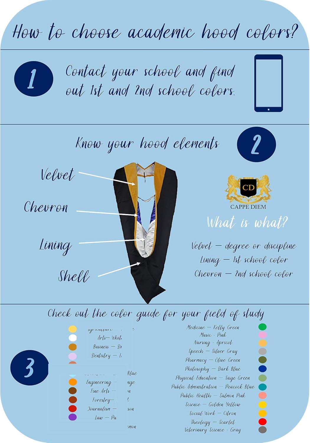 Cappe Diem Master Graduation Deluxe Hood (Nursing, Social Work, Theology, MBA, M.Ed, M.Sc.) Apricot Salmon Peacock