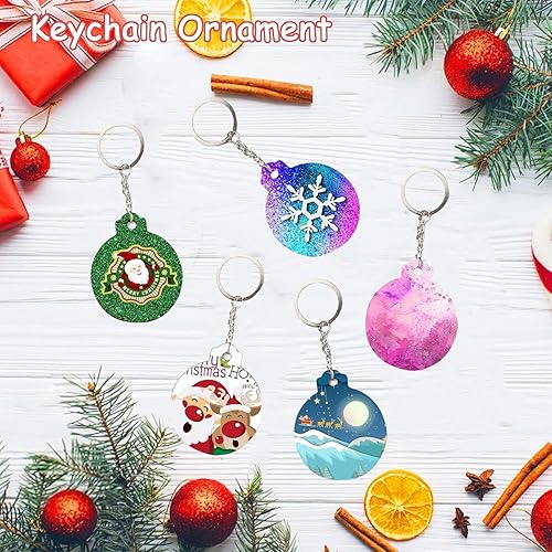 Miniatura 4 de Paquete de 6 moldes de resina de Navidad, árboles de Navidad redondos con forma de copos de nieve, moldes de silicona para decoración de joyas,