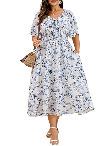Plus Size Summer Boho Maxi Dress for Curvy Women Scoop