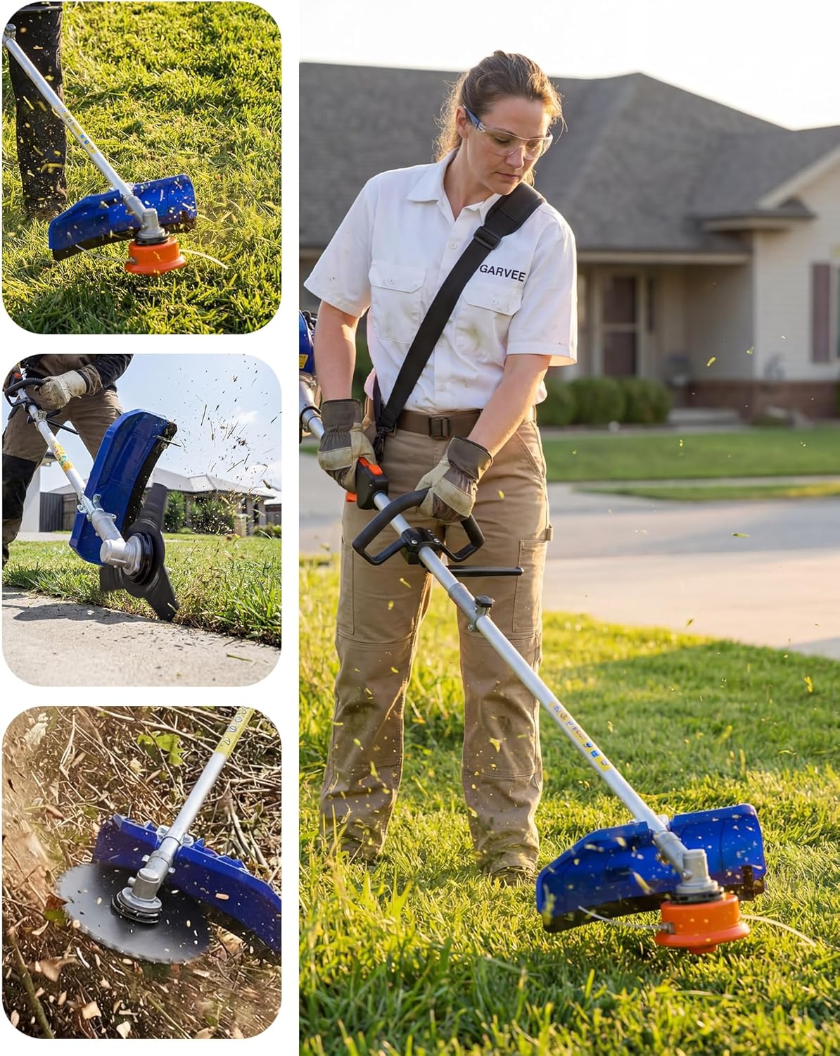 52cc Weed Wacker Gas Powered, 3 in 1 String Trimmer with Shoulder Strap & Handle, Grass Cutter, Lawn Edger Brush Cutter, Weed Eater, Powerful Outdoor Grass Trimmer for Garden, Lawn Care, Orange