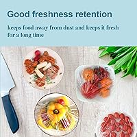 Vista 2 de 200 fundas elásticas reutilizables para tazones, cubiertas de plástico para alimentos con bordes elásticos, tapas herméticas y elásticas