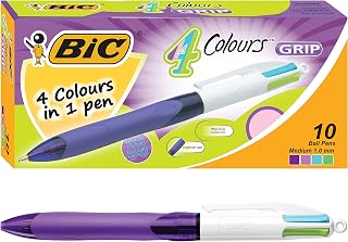 4 Colours Grip Fashion Retractable Ball Pen Medium Point (1.0 mm) - Box of 10 954305