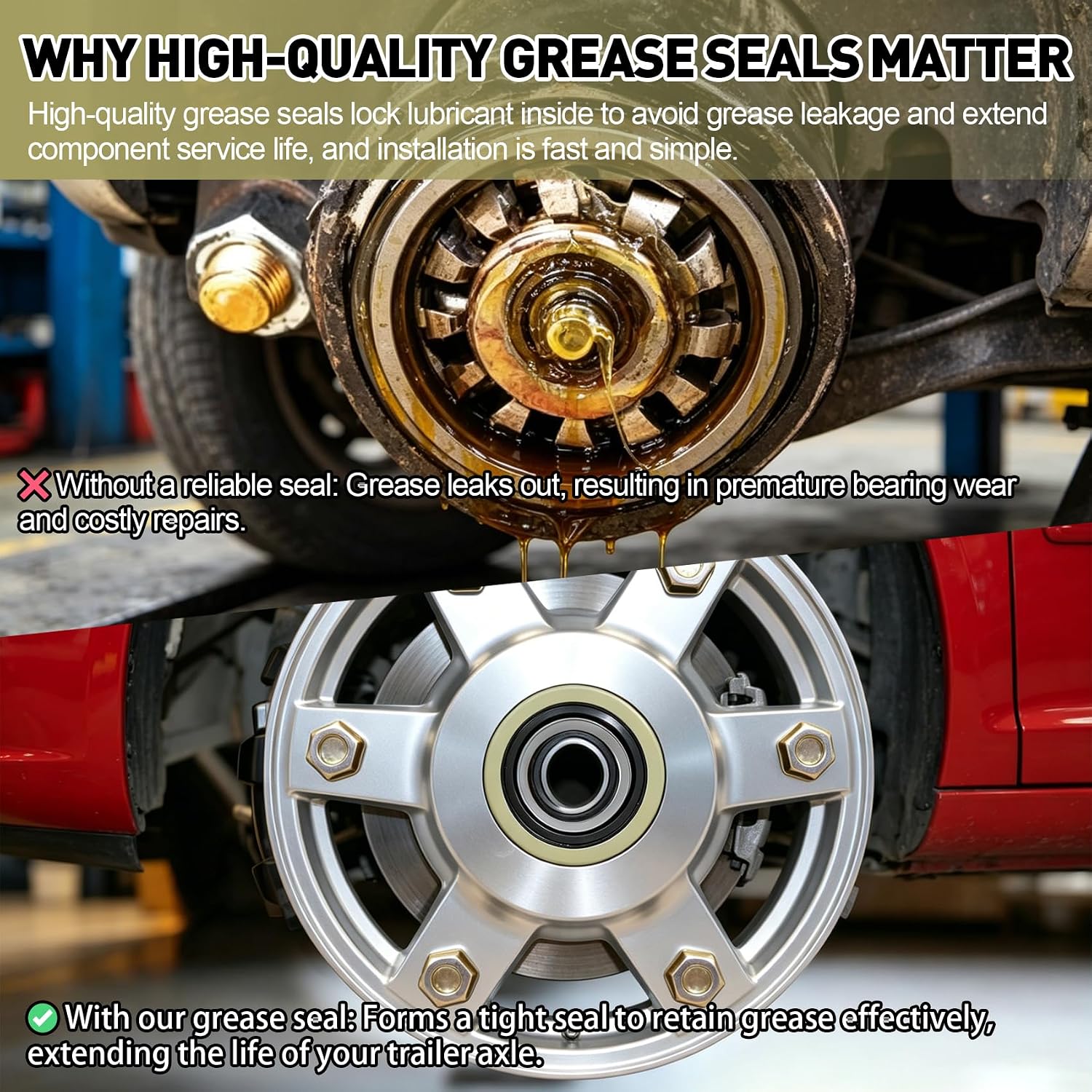 1.719''I.D x 2.565''O.D Trailer Axle Hub Wheel Grease Seals with Cotter Pins | 4-Pack Double Lip Grease Seals Fits 3500lb #84 Lube Axle, 171255TB, 010-019-00 Dexter, 473336, Spindles Hub Wheel