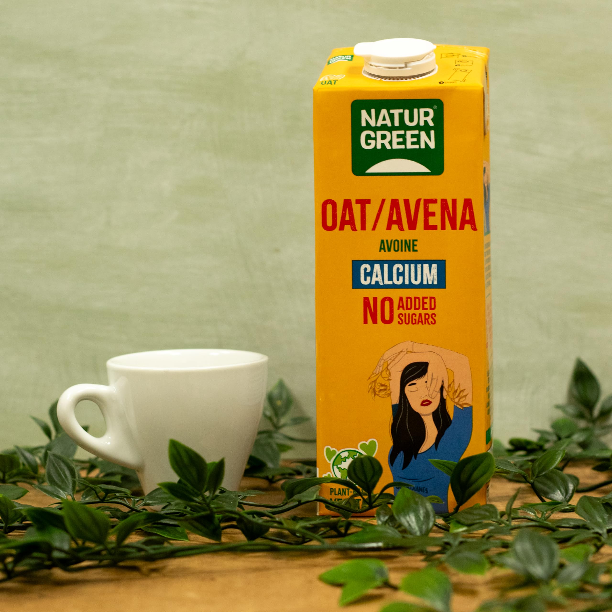 NaturGreen - Oat/Avena Calcium Sin Azúcar Añadido, Bebida Vegetal de Avena sin Azúcares Añadidos y con Calcio, 100% Vegano, Sin Soja, Sin Gluten, Sin Lactosa, Sin Frutos Secos - 1L