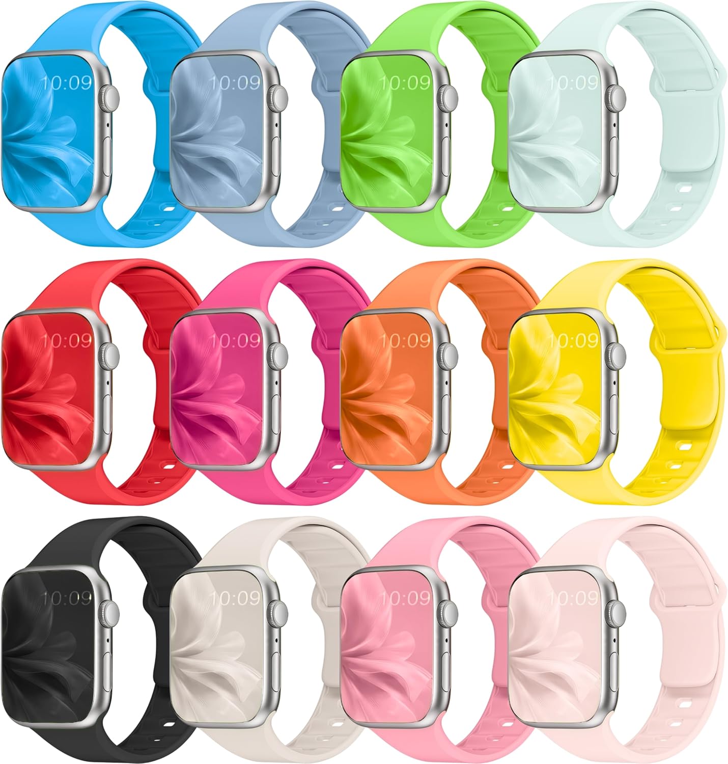 12 Pack Sport Bands Compatible with Apple Watch Band 38mm 40mm 41mm 42mm 44mm 45mm 46mm 49mm for Women Men,Soft Wristband Silicone Strap for iWatch Bands Series 11 10 9 8 7 6 5 4 3 2 1 Ultra SE