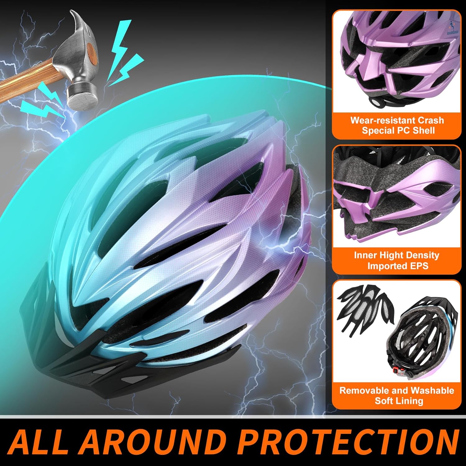 R2Depot Premium Bike Helmet, Lightweight Adjustable 57-62cm, 22 Vents Adults Bicycle Helmet with Headband