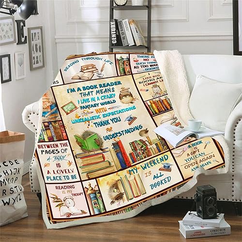 Book Lovers Gifts Blanket, Book Accessories for Reading Lovers, Book Reading Librarian Gifts Throw Blanket, Book Club Bookworm Gifts for Reading Lover Bookish, Literary Gifts Ideas Blanket 60"x50"