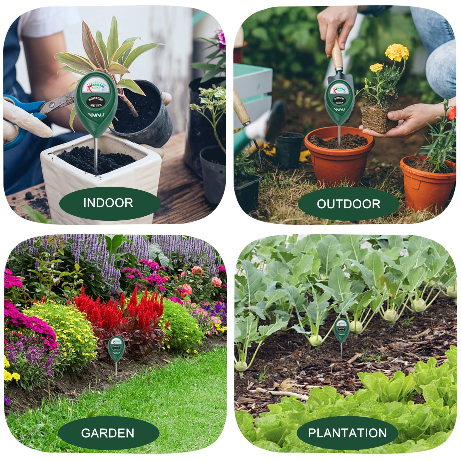 2 Stück Bodenfeuchtigkeitsmesser, Pflanzenwassermonitor, Rasenfeuchtigkeitsmesser, Bodenhygrometer, Sensor für Gartenarbeit, Landwirtschaft, Innen- und Außenpflanzen
