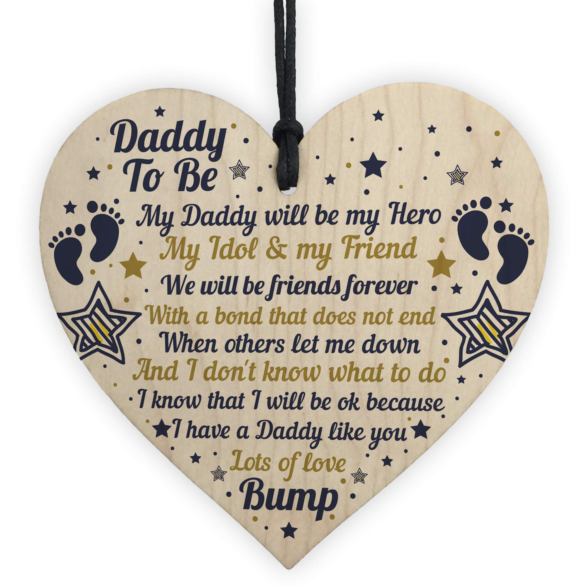 Red Ocean Multicolour Best Daddy Gifts Wooden Heart Daddy To Be Birthday Cards From Bump Keepsake