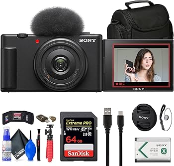 Amazon.com : Sony ZV-1F Vlogging Camera (Black) (ZV1F/B) + Case +