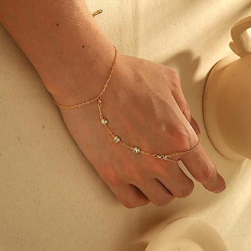 Miniatura 8 de YANCHUN Pulsera de anillo Pulsera de mano Pulsera de cadena de mano ajustable Anillo de dedo de diamantes de imitación Cadena de mano para mujer s