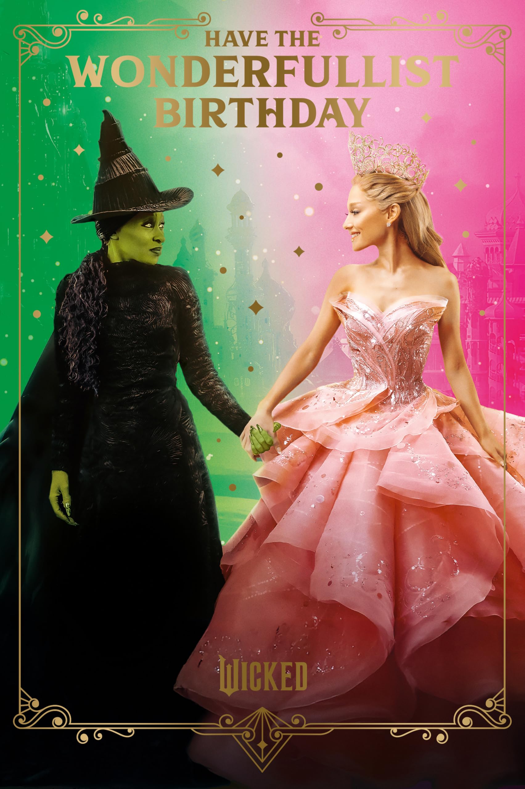 Danilo Promotions Ltd Wicked Birthday Card for Musical Theatre Fan, Glinda and Elphaba Greeting Card for Friend