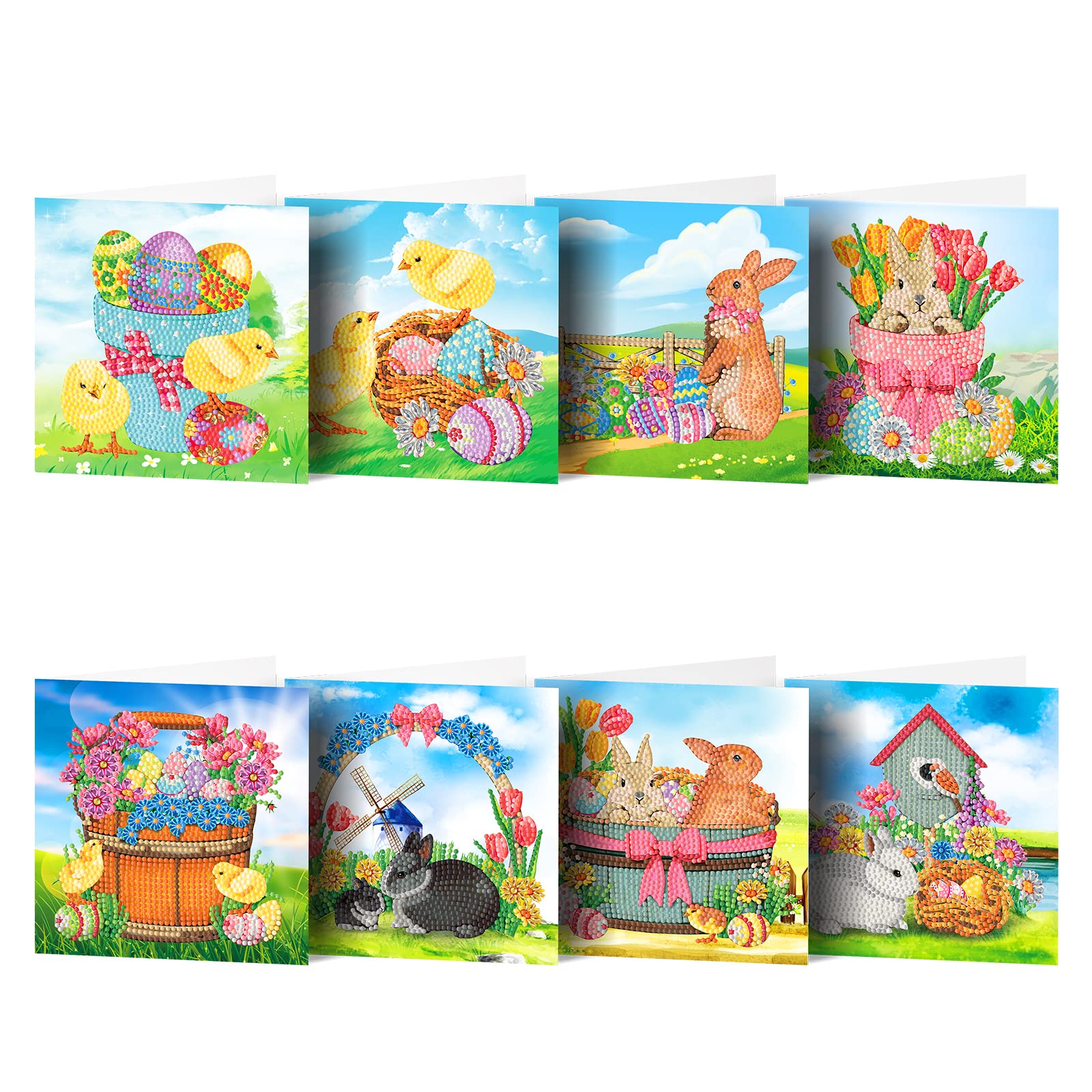 VNSTKWW 8pcs 5D DIY Diamond Painting Greeting Card