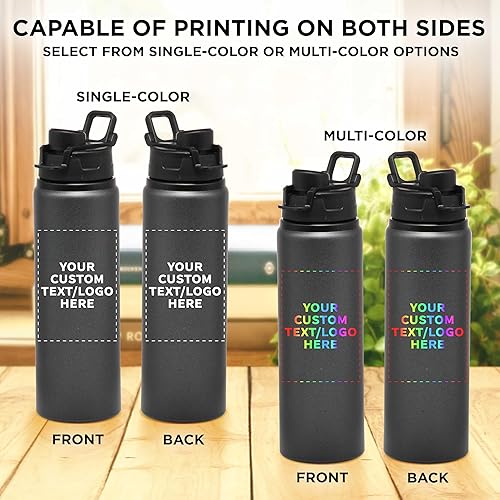 Miniatura 6 de DISCOUNT PROMOS Botellas de agua de aluminio personalizadas con tapas a presión de 25 onzas, juego de 10, paquete a granel personalizado,