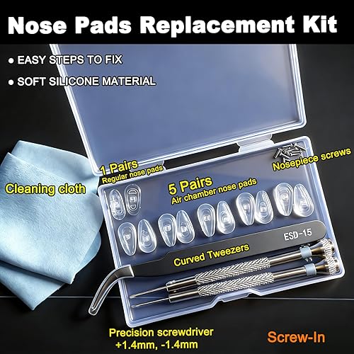 Miniatura 2 de 5 pares de almohadillas de silicona para la nariz, diseño de cámara de aire reductora de presión | Kit de repuesto de almohadillas de nariz de