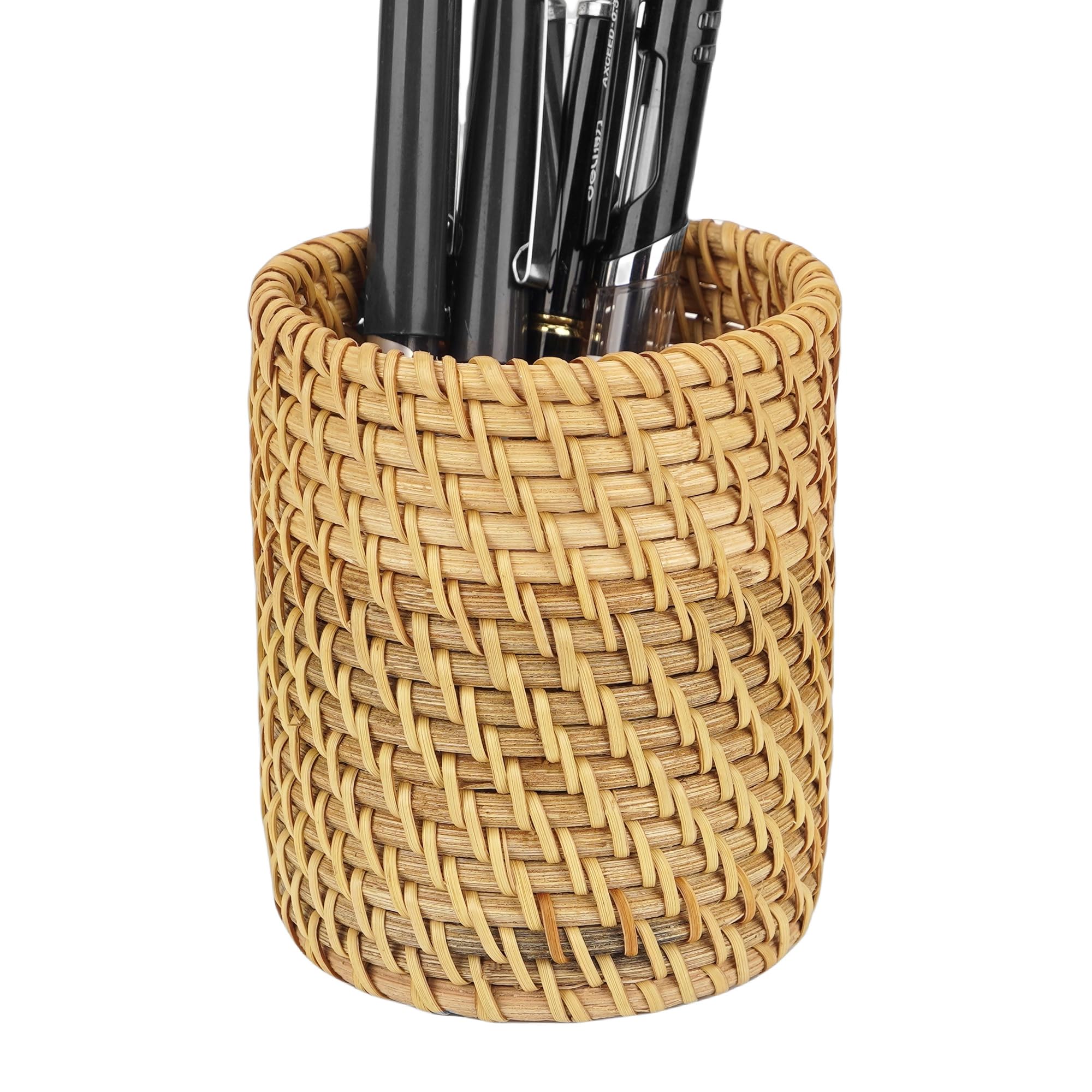 Pot à crayons en rotin idéal pour bureaux et salles d'étude