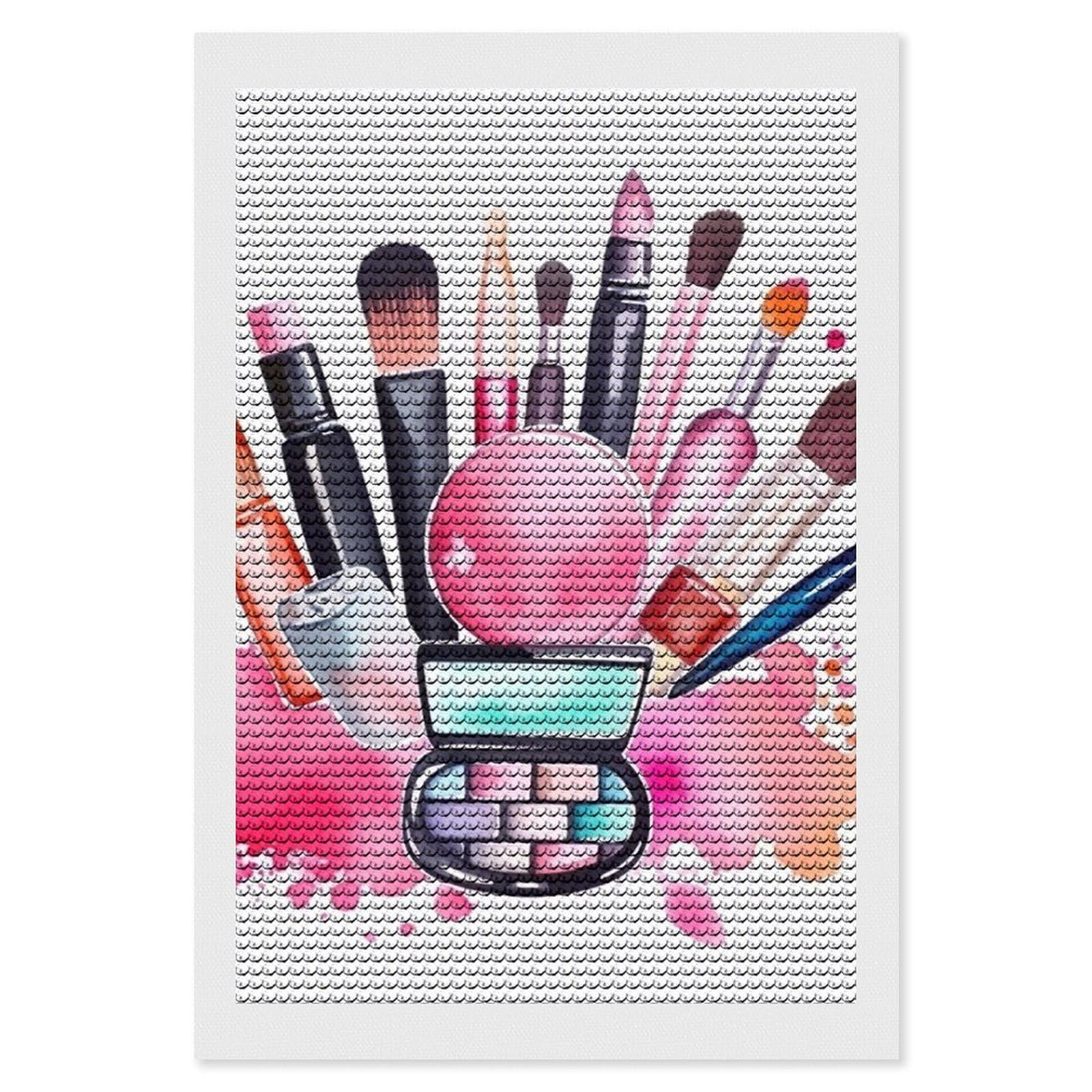 Watercolor Cosmetic Diamond Art Kits for Adults, DIY 5D Diamonds Painting Kits for Beginner, Round Full Drill Diamond Dots Painting, Diamonds Pictures Gem Art and Crafts Wall Decor 8"x12"