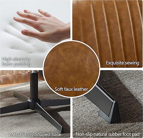 Miniatura 4 de Art Leon Silla de oficina sin ruedas, con otomana y almohada, escritorio sin brazos, sin ruedas, entrecruzado, moderno, giratorio, altura ajustable,