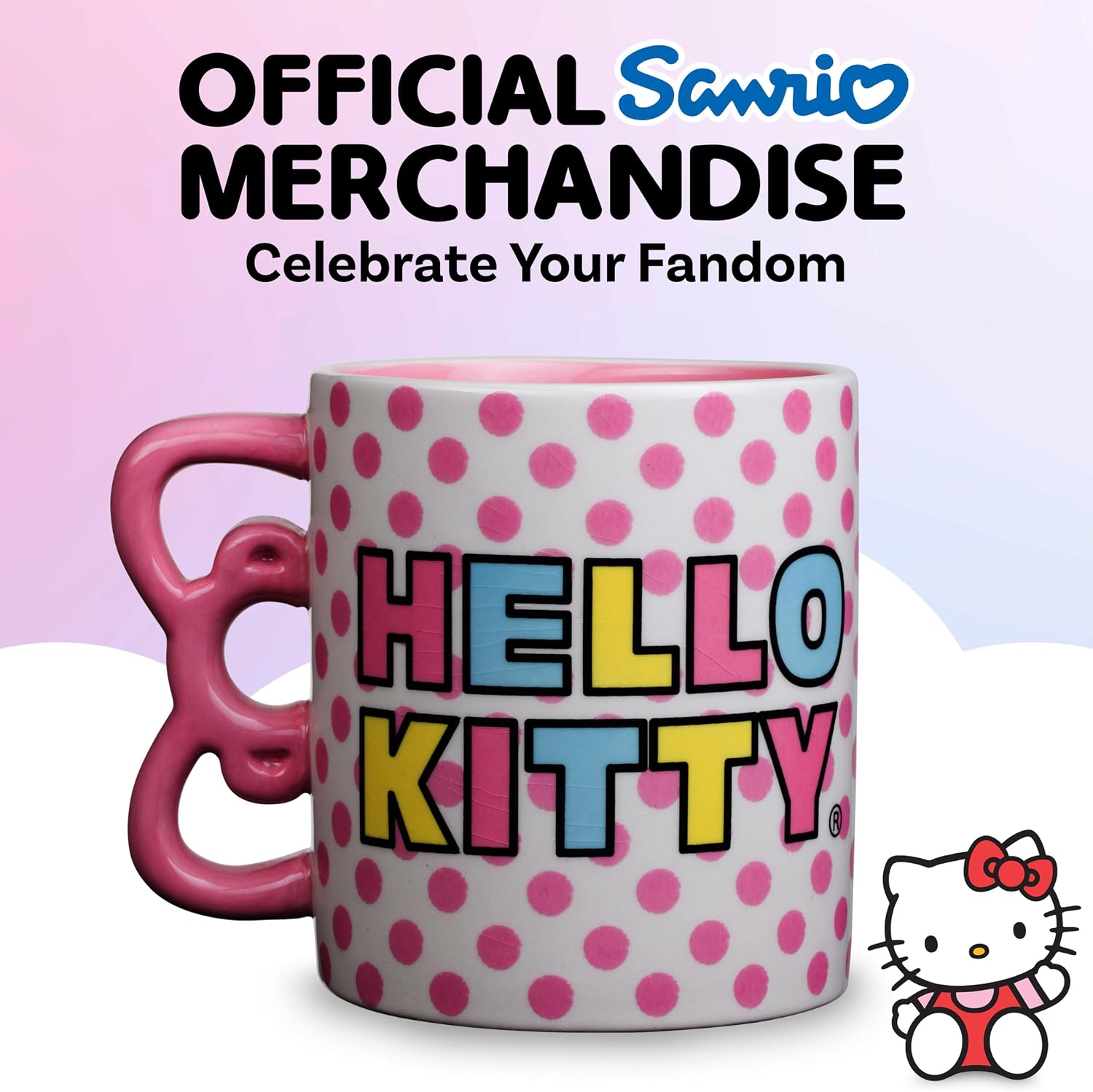 Silver Buffalo Sanrio Hello Kitty Rainbow, 3D Sculpted Handle Mug, 20oz image 4