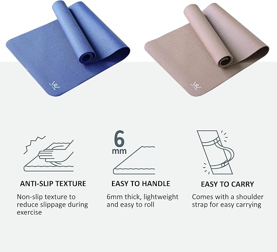 YAMAZEN Yoga Workout Mat for Home Gym Exercise | All Purpose Mat with Strap | Excellent Cushioning