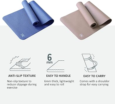 YAMAZEN Yoga Workout Mat for Home Gym Exercise | All Purpose Mat with Strap | Excellent Cushioning