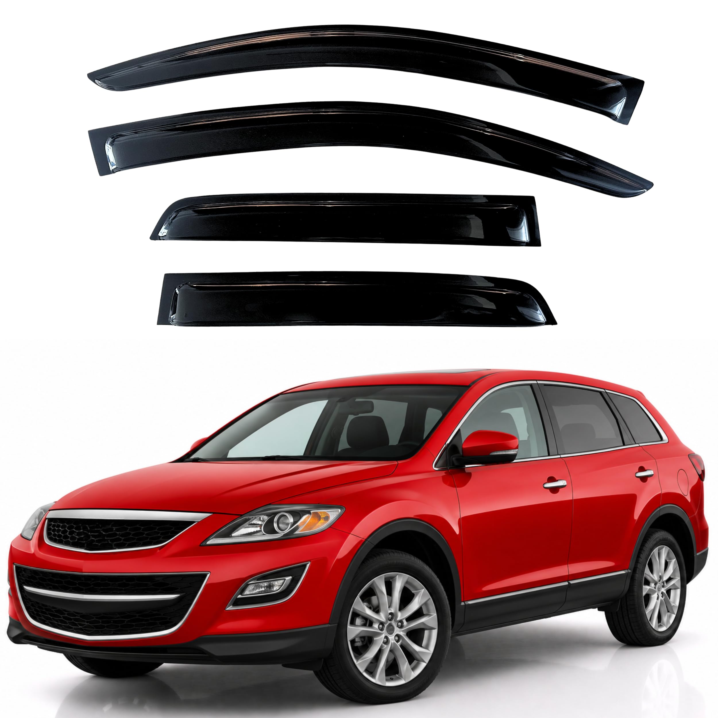 KPY Rain Guards Fit for 2007-2015 Mazda CX-9, Out-Channel Window Visors Vent Wind Deflectors 4PC, Car Accessories for 07-15 CX-9