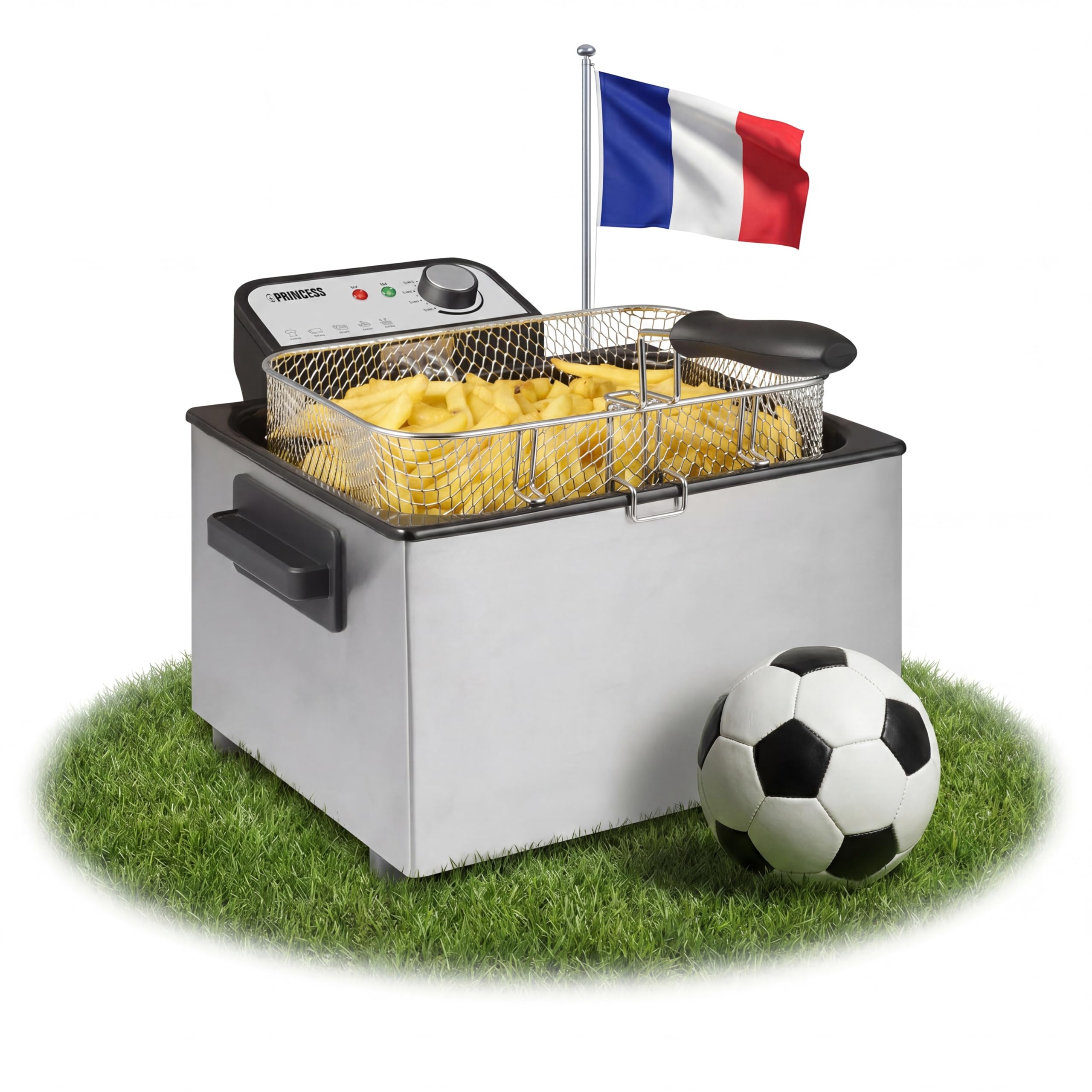 Princess Friteuse, capacité 5 L, 3270 W, technologie de zone froide, hublot, acier inoxydable, double thermostat, facile à nettoyer, éléments amovibles, 01.184090.01.001